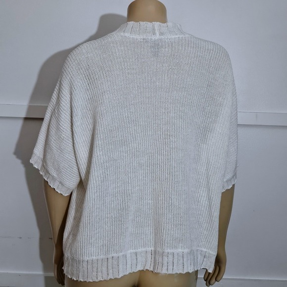 Lauren Ralph Lauren Womens White Knit Open Front Short Sleeve Cardigan One Size - Picture 2 of 9